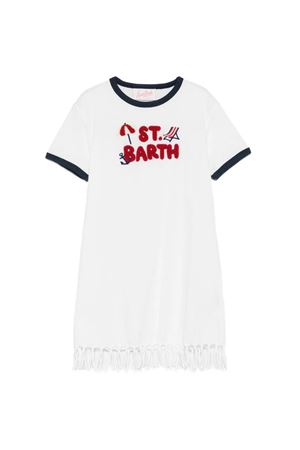Abito in cotone bianco con bordo sfrangiato SAINT BARTH KIDS | ABY000401208L